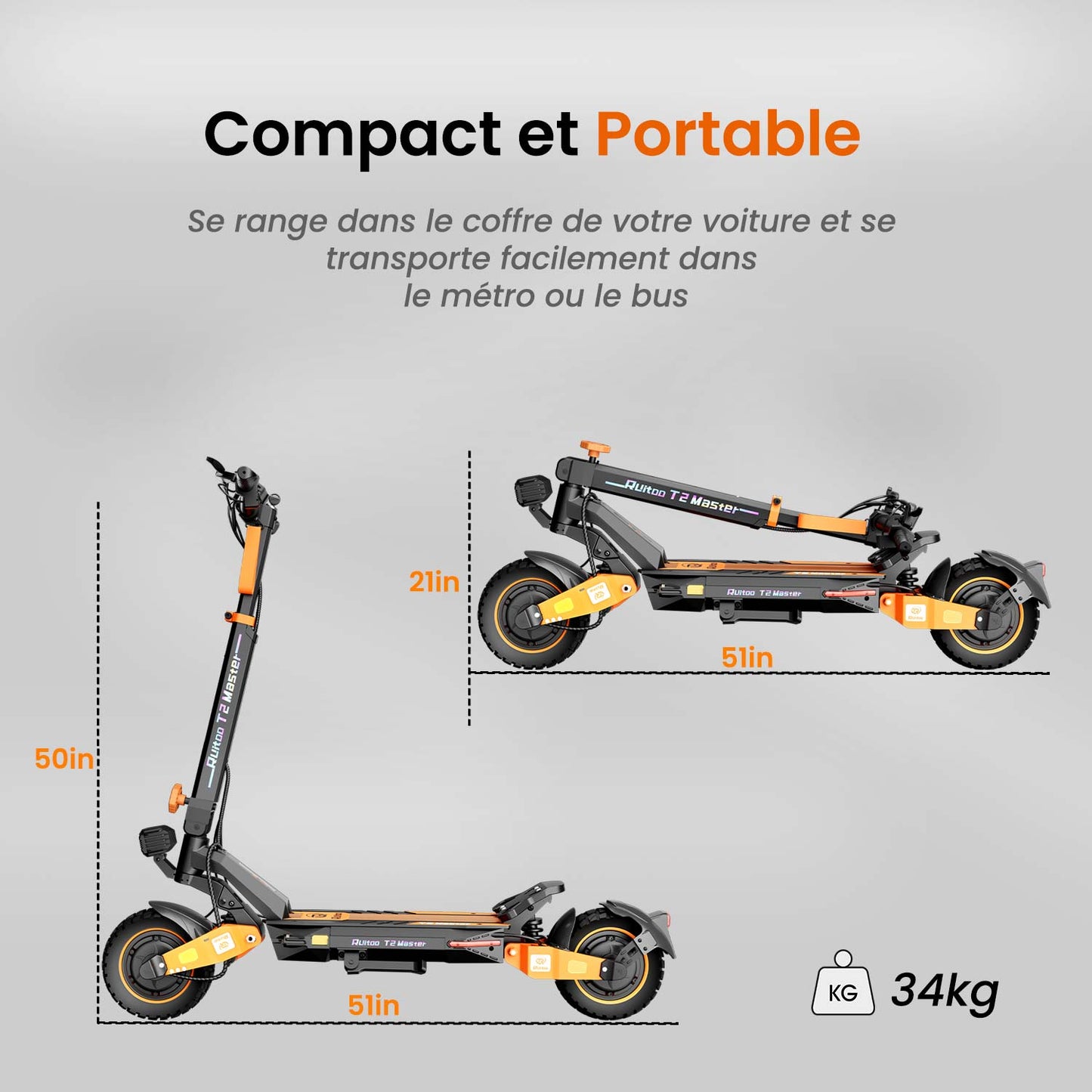 Ruitoo T2 Master Trottinette Électrique Tout-Terrain